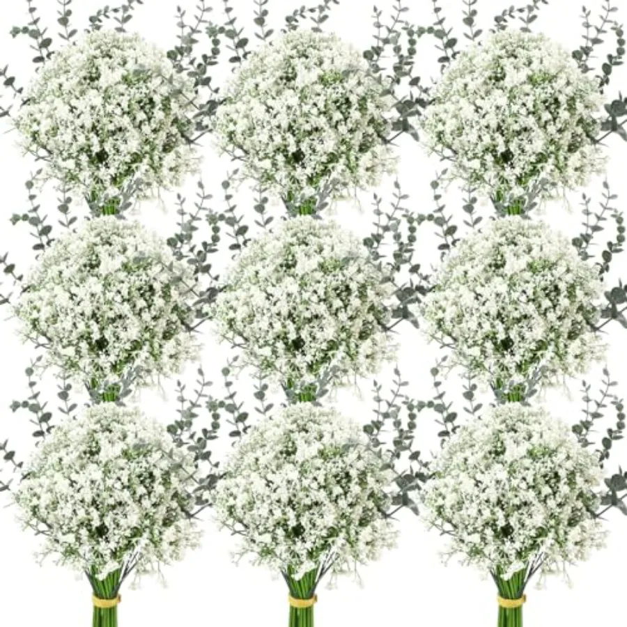 Wedding bouquet filler: 250 pcs artificial baby's breath flowers in white, plastic stems with faux eucalyptus leaves, lightweig
Wedding bouquet filler: 250 pcs artificial baby's breath flowers in white, plastic stems with faux eucalyptus leaves, lightweig