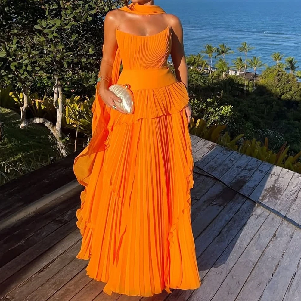 Customized A-line Evening Dresses Floor-length Strapless Sleeveless Prom Gown Fashion Pelat Simple Stole Draped Party Gown
Customized A-line Evening Dresses Floor-length Strapless Sleeveless Prom Gown Fashion Pelat Simple Stole Draped Party Gown