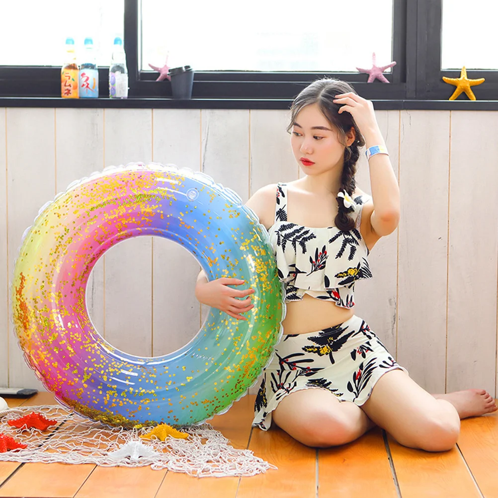 1pc PVC Rainbow Color Swimming Ring Gradient Color Sequins Semitransparent Swimming Ring Without Air Inflation Tool for Adults (
1pc PVC Rainbow Color Swimming Ring Gradient Color Sequins Semitransparent Swimming Ring Without Air Inflation Tool for Adults (