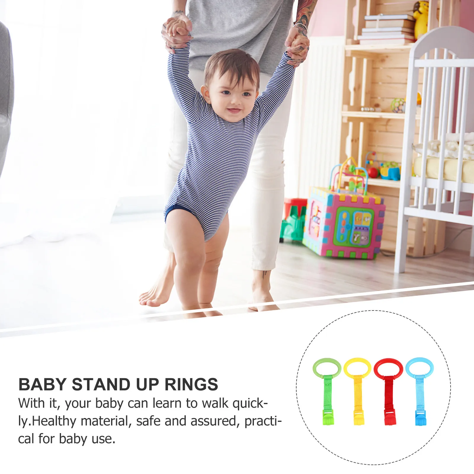 4Pcs Portable Baby Pull Rings Crib Hand Ring Baby Stand Up Rings Infant Learning Walking Tool Cot Hanging Ring
4Pcs Portable Baby Pull Rings Crib Hand Ring Baby Stand Up Rings Infant Learning Walking Tool Cot Hanging Ring