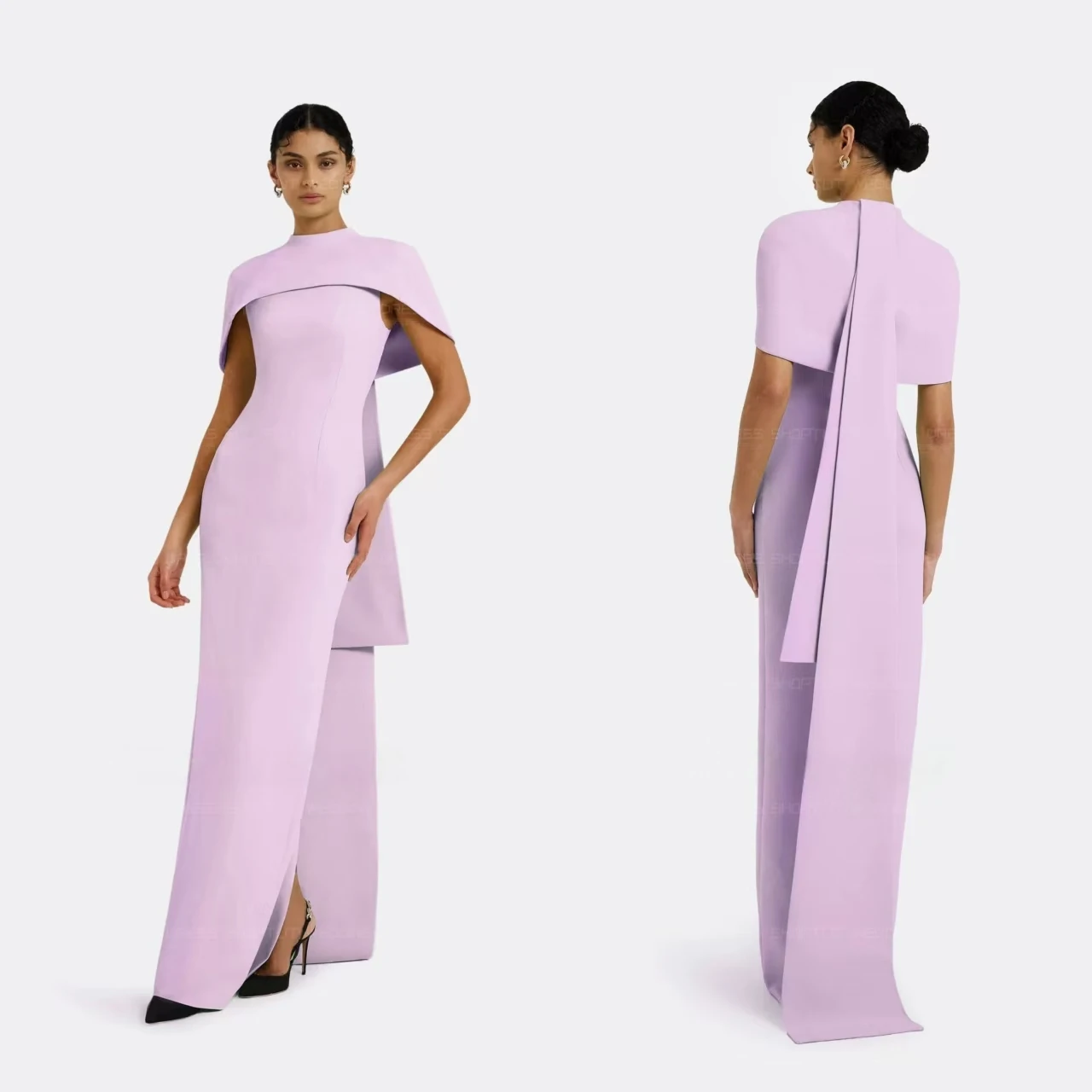 TLIT Customized Evening Dress Cape O Neck Floor Length Column Evening Gowns for Women Draped Back Split Purple Formal Party Gown
TLIT Customized Evening Dress Cape O Neck Floor Length Column Evening Gowns for Women Draped Back Split Purple Formal Party Gown