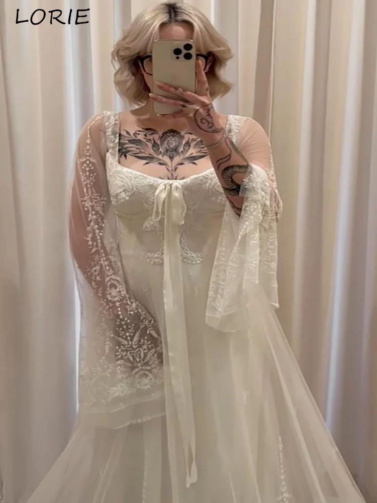 LORIE Flared Sleeve 3D Flower Mermaid Wedding Dress Plus Size Swetheart Lace Appliques Bridal Gown Customized Long Bride Dress
LORIE Flared Sleeve 3D Flower Mermaid Wedding Dress Plus Size Swetheart Lace Appliques Bridal Gown Customized Long Bride Dress
