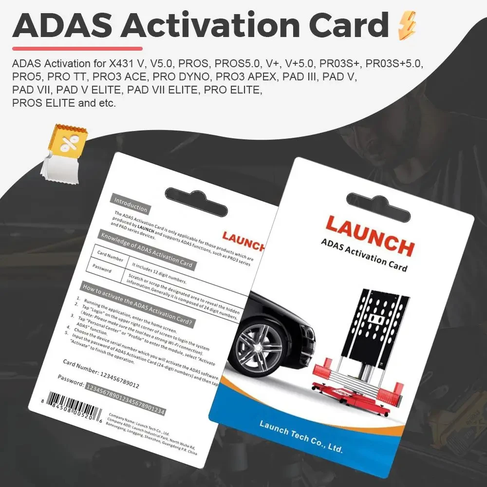 Одноразовая активация для карты ADAS LAUNCH X431 и программного обеспечения поддерживает PAD VII, Pro5, Pro3S+, V5.0, Pro3, APEX
Одноразовая активация для карты ADAS LAUNCH X431 и программного обеспечения поддерживает PAD VII, Pro5, Pro3S+, V5.0, Pro3, APEX