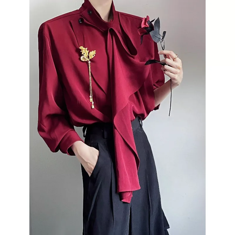 New Chinese-style Shirt Trendy Fashionable and Individual Men's Wear New High-end Ribbon Scarf Collar Shirt Design Sense Niche
New Chinese-style Shirt Trendy Fashionable and Individual Men's Wear New High-end Ribbon Scarf Collar Shirt Design Sense Niche