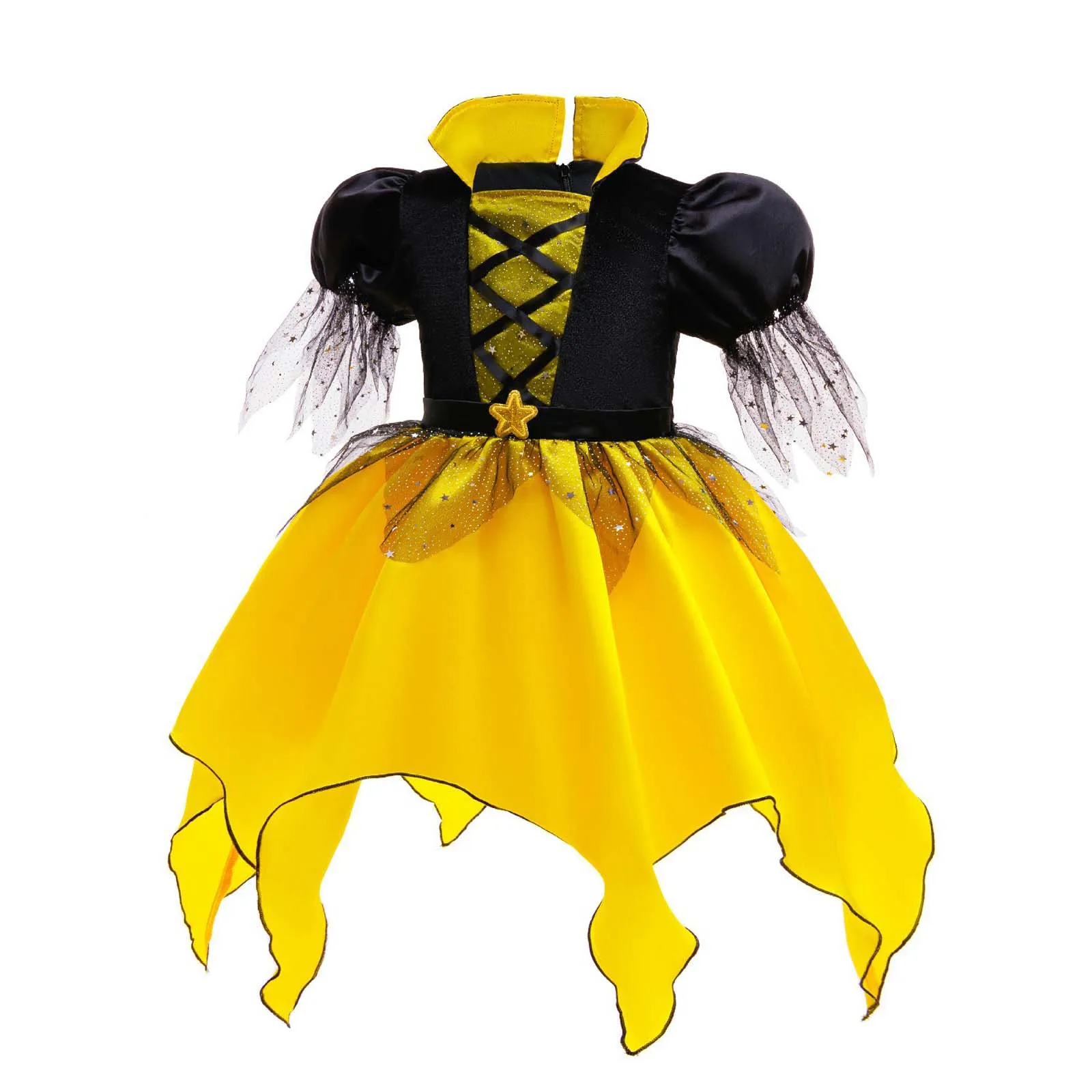 Kids Girls Halloween Witch Costume 3 Piece Set Stand-Up Collar Witch Dress with Hat And Bag for Cosplay Masquerade Ball Party
Kids Girls Halloween Witch Costume 3 Piece Set Stand-Up Collar Witch Dress with Hat And Bag for Cosplay Masquerade Ball Party