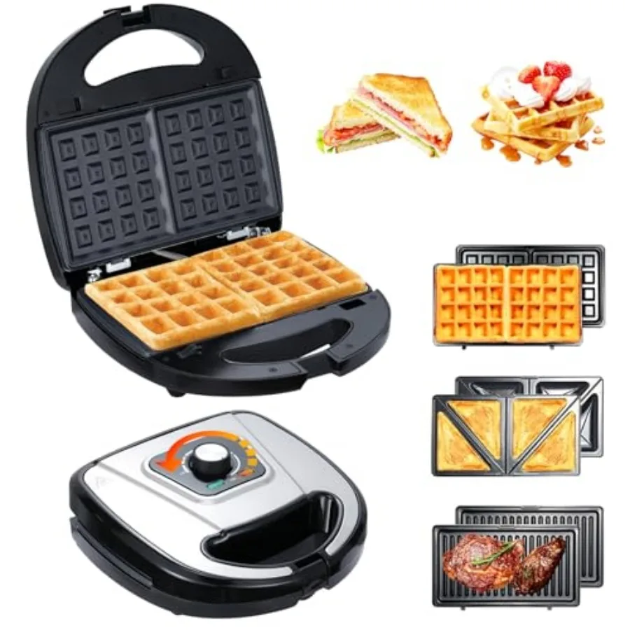 3-in-1 Waffle Maker with Removable Plates Breakfast Sandwich Press Precise 210°F-450°F/100°C-230°C Control Easy Clean Meet Vari
3-in-1 Waffle Maker with Removable Plates Breakfast Sandwich Press Precise 210°F-450°F/100°C-230°C Control Easy Clean Meet Vari