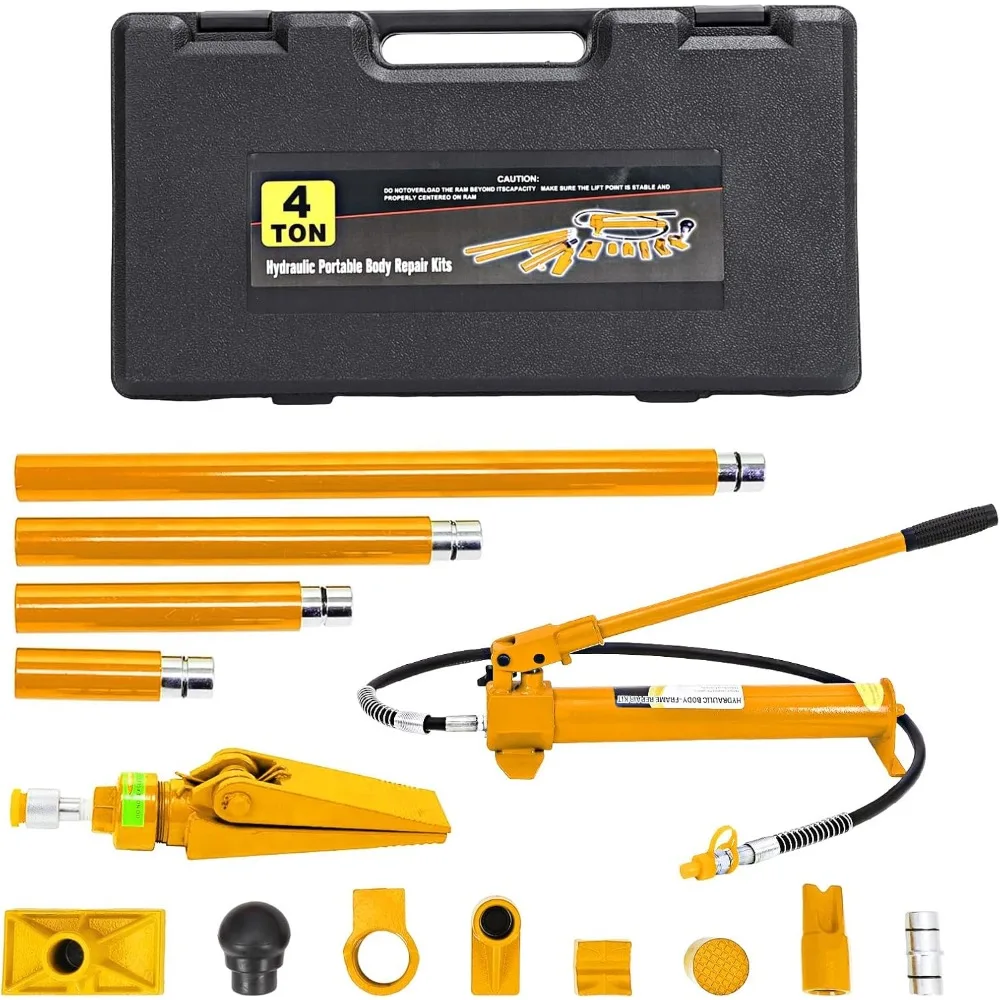 4 Ton Hydraulic Jack Kit with 4.6ft Hose and Heavy-Duty Attachments for Auto Body Repair in Storage Case
4 Ton Hydraulic Jack Kit with 4.6ft Hose and Heavy-Duty Attachments for Auto Body Repair in Storage Case