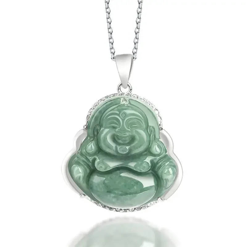 Natural Vintage Maitreya Buddha Pendant S925 Silver Inlaid Jade Buddha Necklaces Green Jadeite Lucky Amulet Necklace
Natural Vintage Maitreya Buddha Pendant S925 Silver Inlaid Jade Buddha Necklaces Green Jadeite Lucky Amulet Necklace