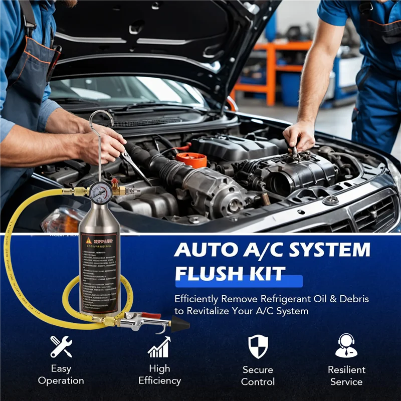 Air Conditioning Flushing Kit, Car Air Conditioning Pipe Cleaning Tool Set, R134A Air Conditioning System Flushing
Air Conditioning Flushing Kit, Car Air Conditioning Pipe Cleaning Tool Set, R134A Air Conditioning System Flushing