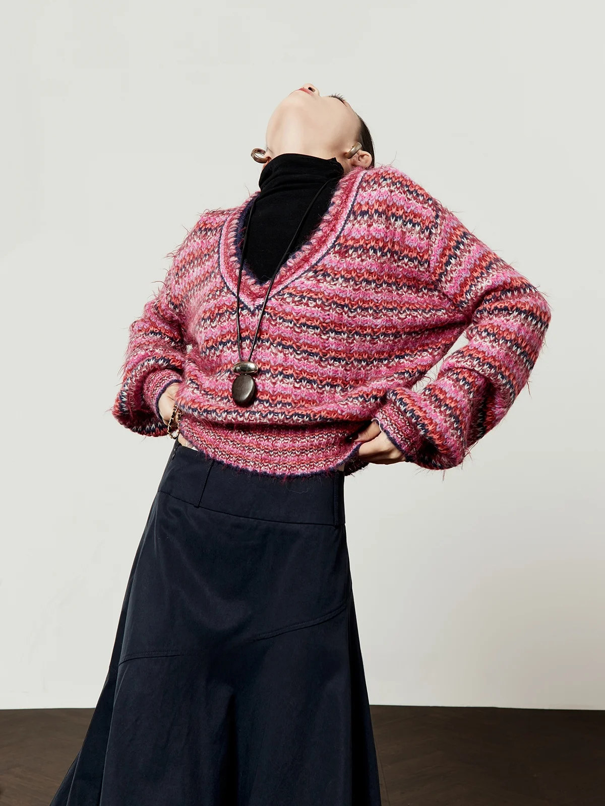 Spring 2026 Women's Loose Stripe Sweater Red And White Stripes Rainbow Splicing Fluffy Top Lazy Style Knittedwear Jacket
Spring 2026 Women's Loose Stripe Sweater Red And White Stripes Rainbow Splicing Fluffy Top Lazy Style Knittedwear Jacket