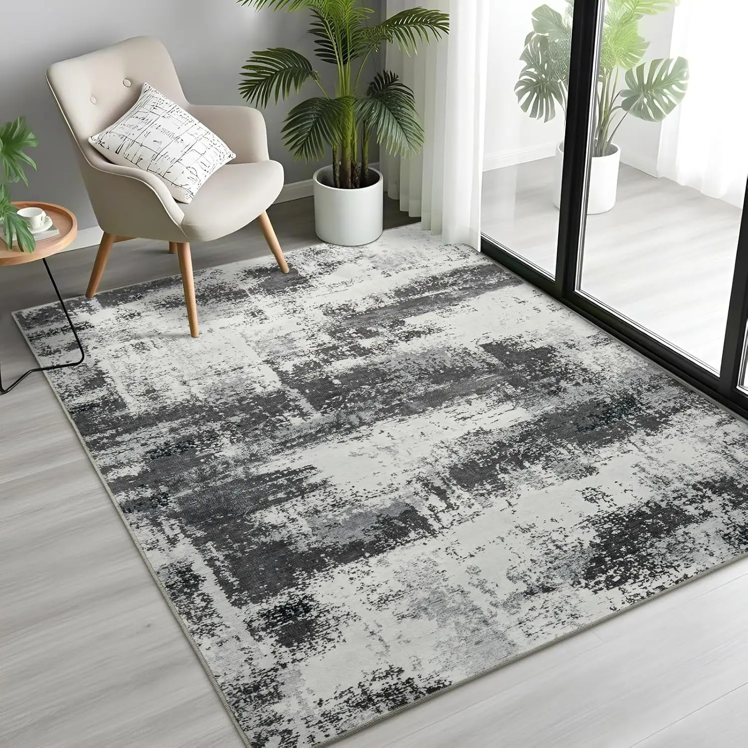 Modern Abstract 3x5 Rug for Entryway, Non Slip Washable, Soft Low Pile Ultra Thin Distressed Doormat, Grey
Modern Abstract 3x5 Rug for Entryway, Non Slip Washable, Soft Low Pile Ultra Thin Distressed Doormat, Grey