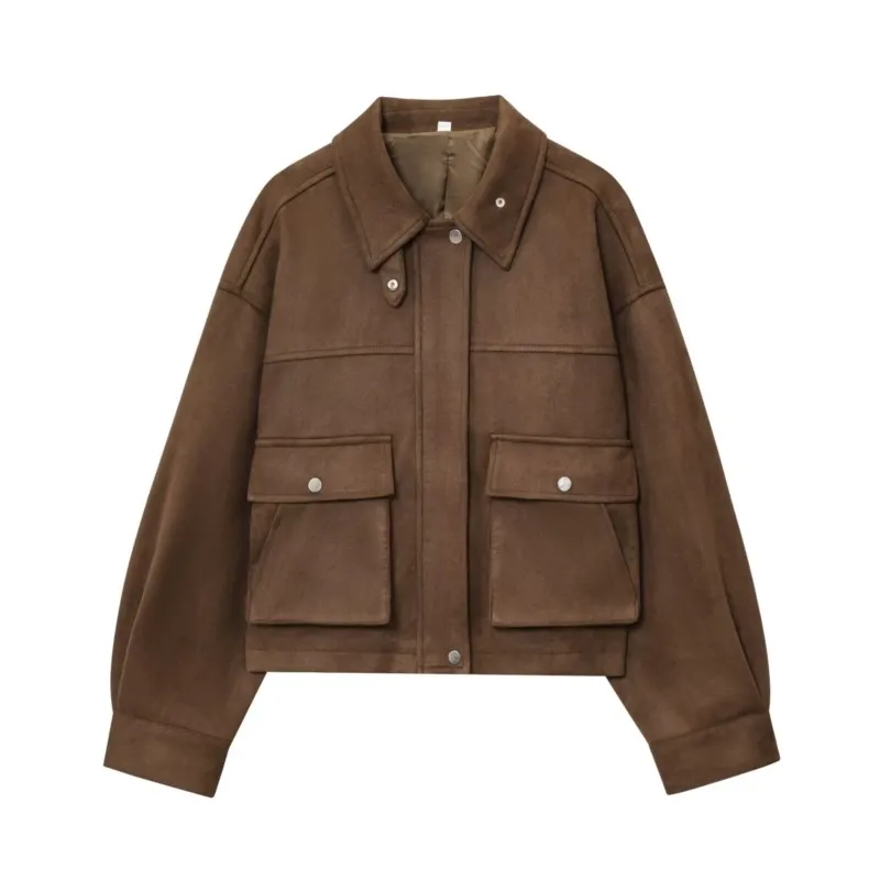 Women Leather Bomber Jacket with Zipper Pocket Autumn Turn Down Collar Long Sleeve Short Jacket Causal Female Jacket
Women Leather Bomber Jacket with Zipper Pocket Autumn Turn Down Collar Long Sleeve Short Jacket Causal Female Jacket