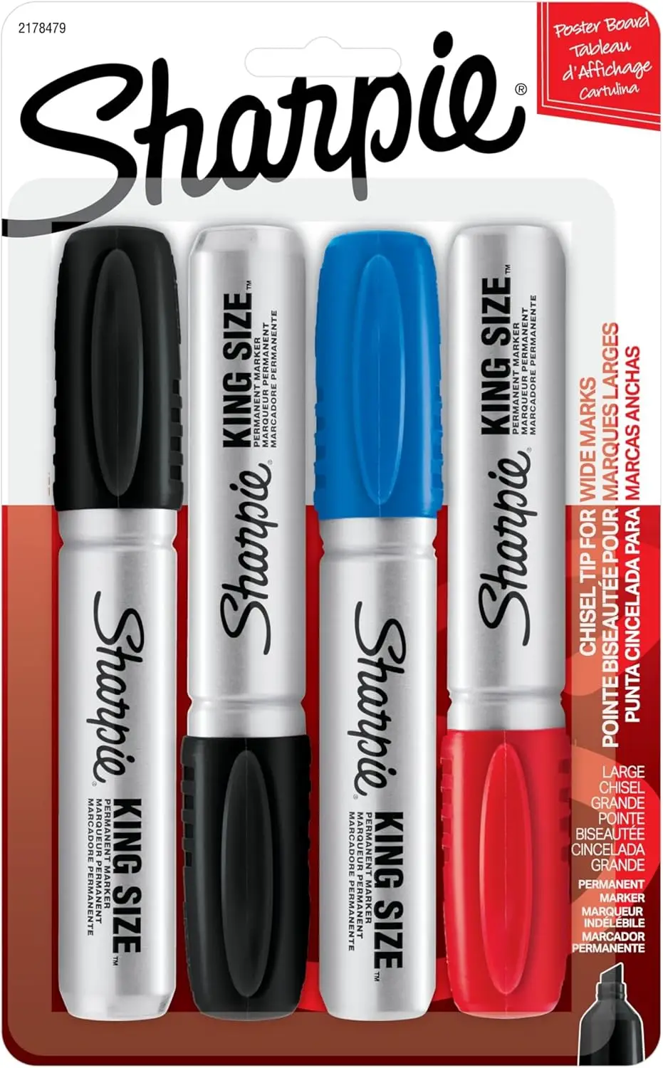 Permanent Markers, Chisel Tip, Assorted Colors, 4 Pack for Posters & Signs
Permanent Markers, Chisel Tip, Assorted Colors, 4 Pack for Posters & Signs