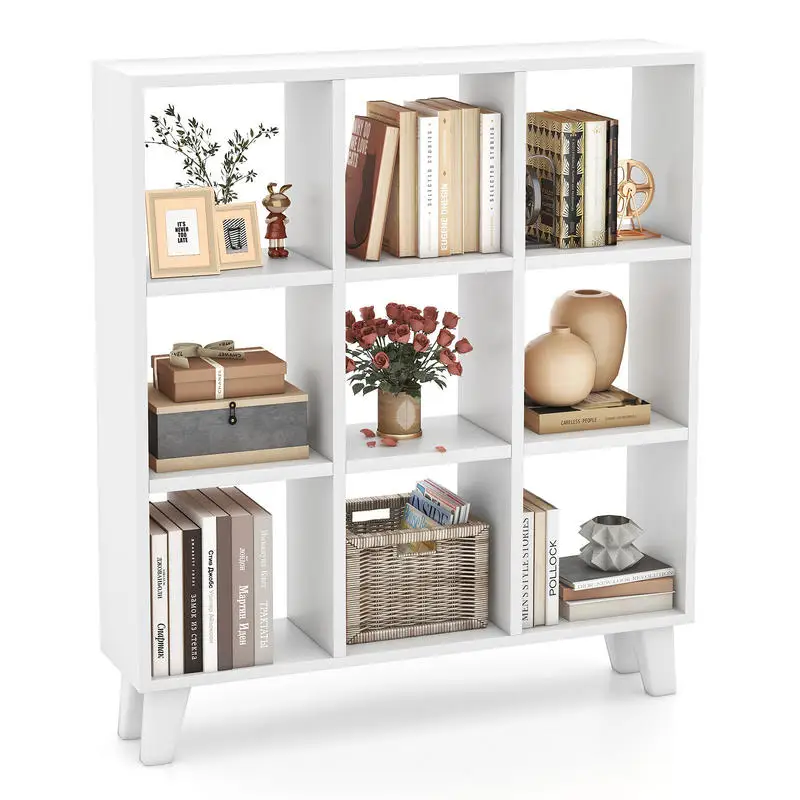 9-Cube Bookcase with 6 Removable Shelves and Raised Support Feet-White
9-Cube Bookcase with 6 Removable Shelves and Raised Support Feet-White