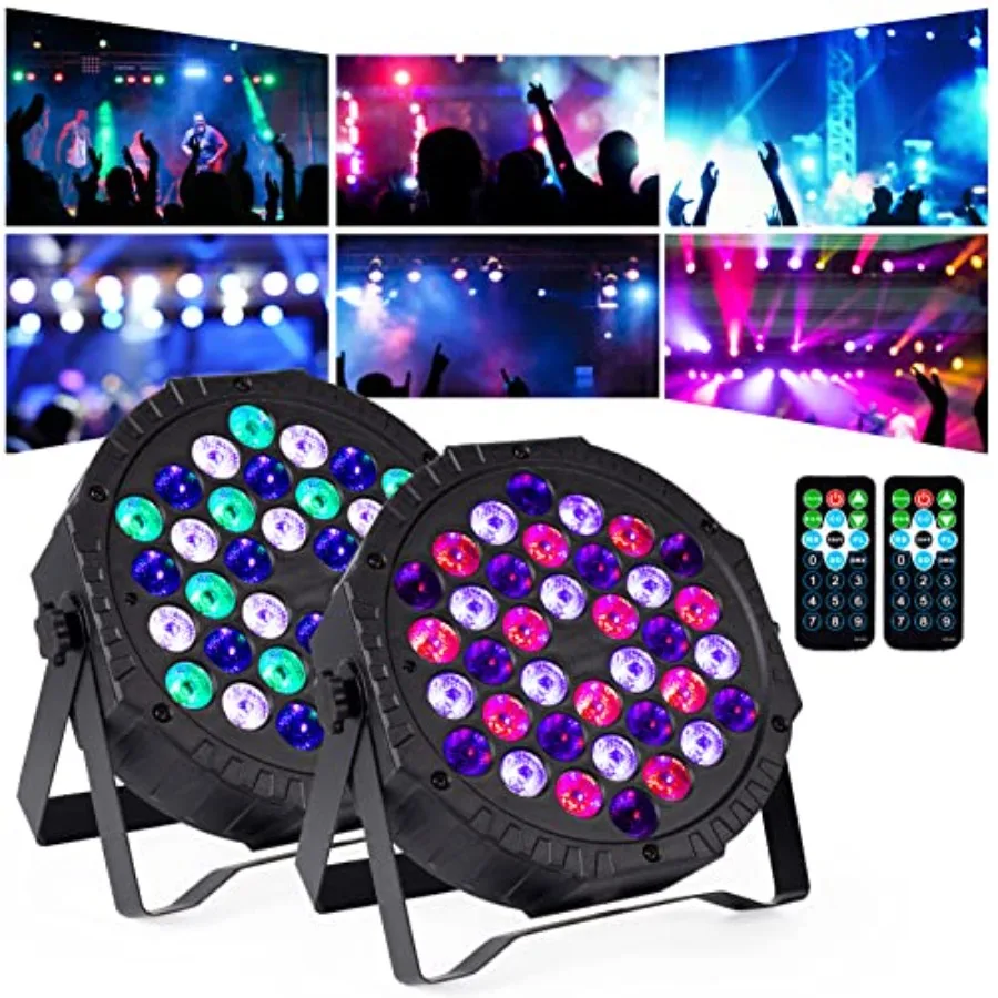 LED Stage Par Lights for Party: 36 RGB LED Stage Lights with Sound Activated Remote DMX Control - Uplights Disco Lights for Par
LED Stage Par Lights for Party: 36 RGB LED Stage Lights with Sound Activated Remote DMX Control - Uplights Disco Lights for Par