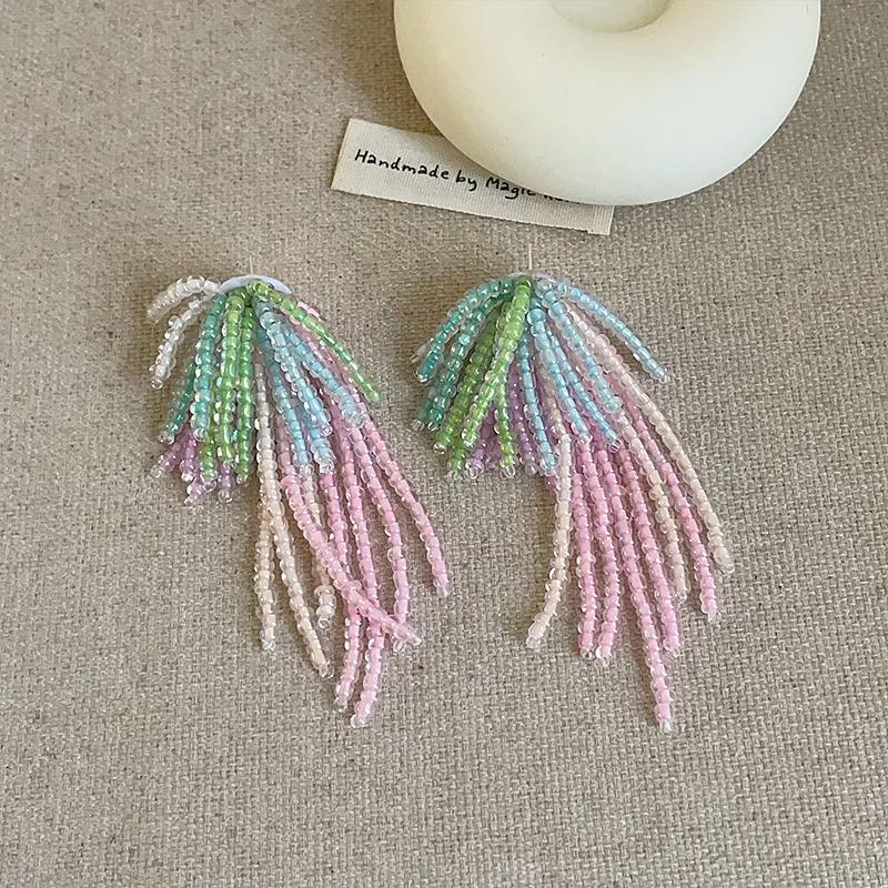 Dopamine Colorful Beaded Flower Tassel Stud Earrings for Women 925 Silver Needle Long Dangle Earrings Jewelry Gift Accessories
Dopamine Colorful Beaded Flower Tassel Stud Earrings for Women 925 Silver Needle Long Dangle Earrings Jewelry Gift Accessories