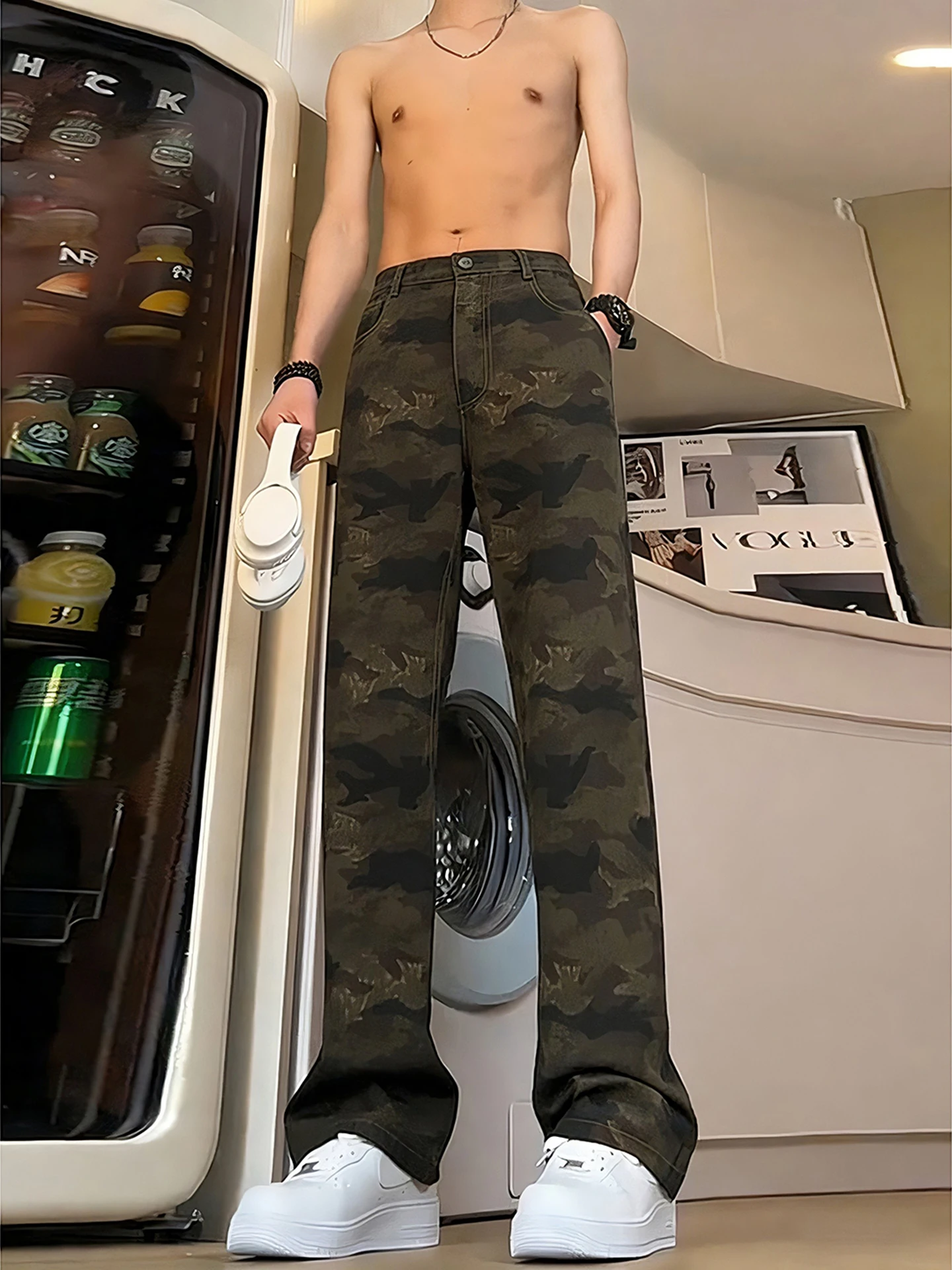 American Vibe Camouflage Jeans Men's High Waist Slim Straight Leg Lengthening High Street Logging Workwear Spring Season
American Vibe Camouflage Jeans Men's High Waist Slim Straight Leg Lengthening High Street Logging Workwear Spring Season