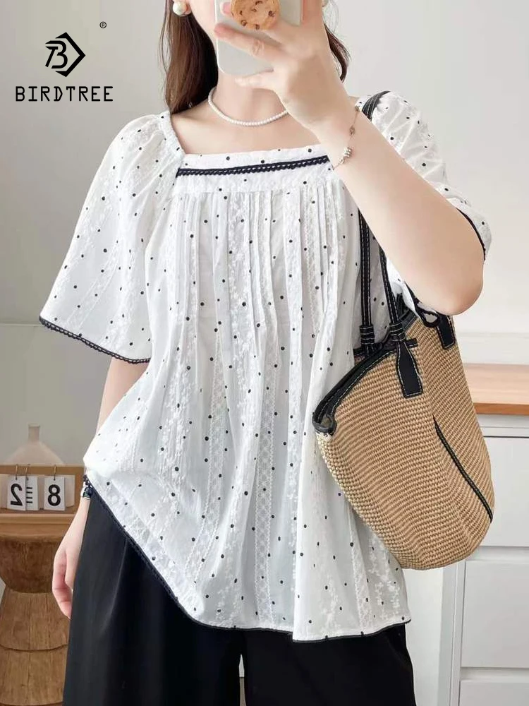 New 2026 Summer Women Cotton Short Sleeve Shirt, Square Collar Dot Print Embroidery, Mori Girl French Chic Loose Blouse T65450CC
New 2026 Summer Women Cotton Short Sleeve Shirt, Square Collar Dot Print Embroidery, Mori Girl French Chic Loose Blouse T65450CC