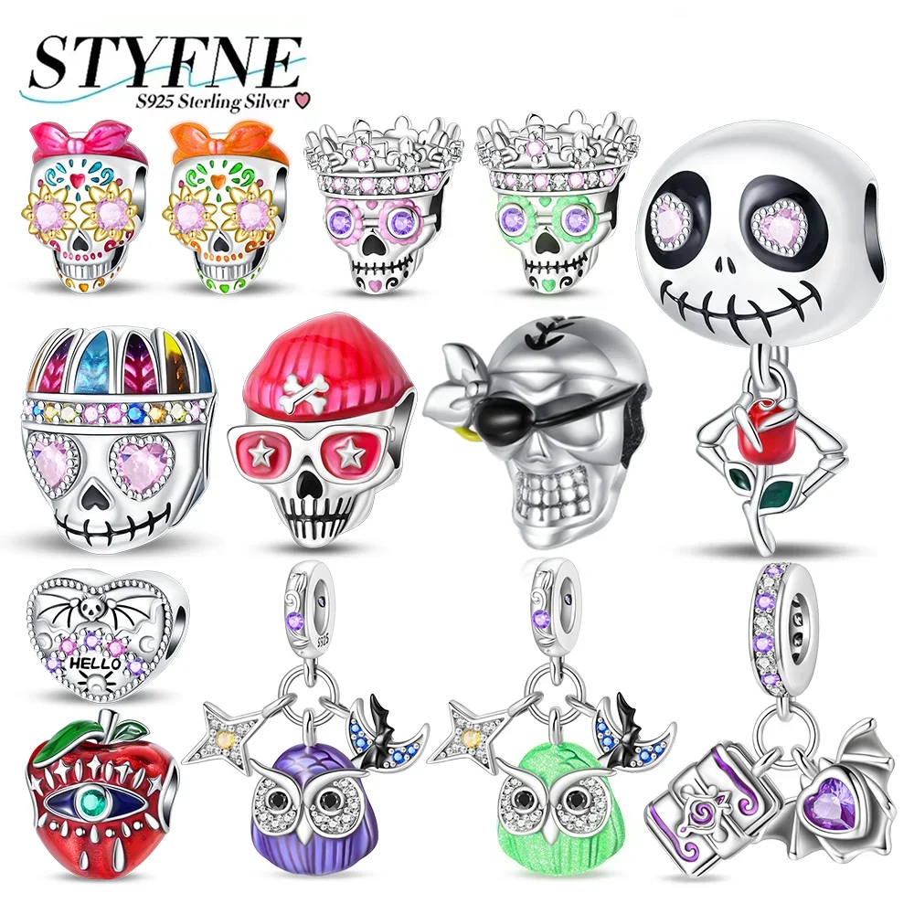 Charms 925 Silver Colored Zircon Skull Cat Heart Rose Beads Night Elf Pendants Fit Snake Chain Bracelet Necklace DIY Jewelry
Charms 925 Silver Colored Zircon Skull Cat Heart Rose Beads Night Elf Pendants Fit Snake Chain Bracelet Necklace DIY Jewelry