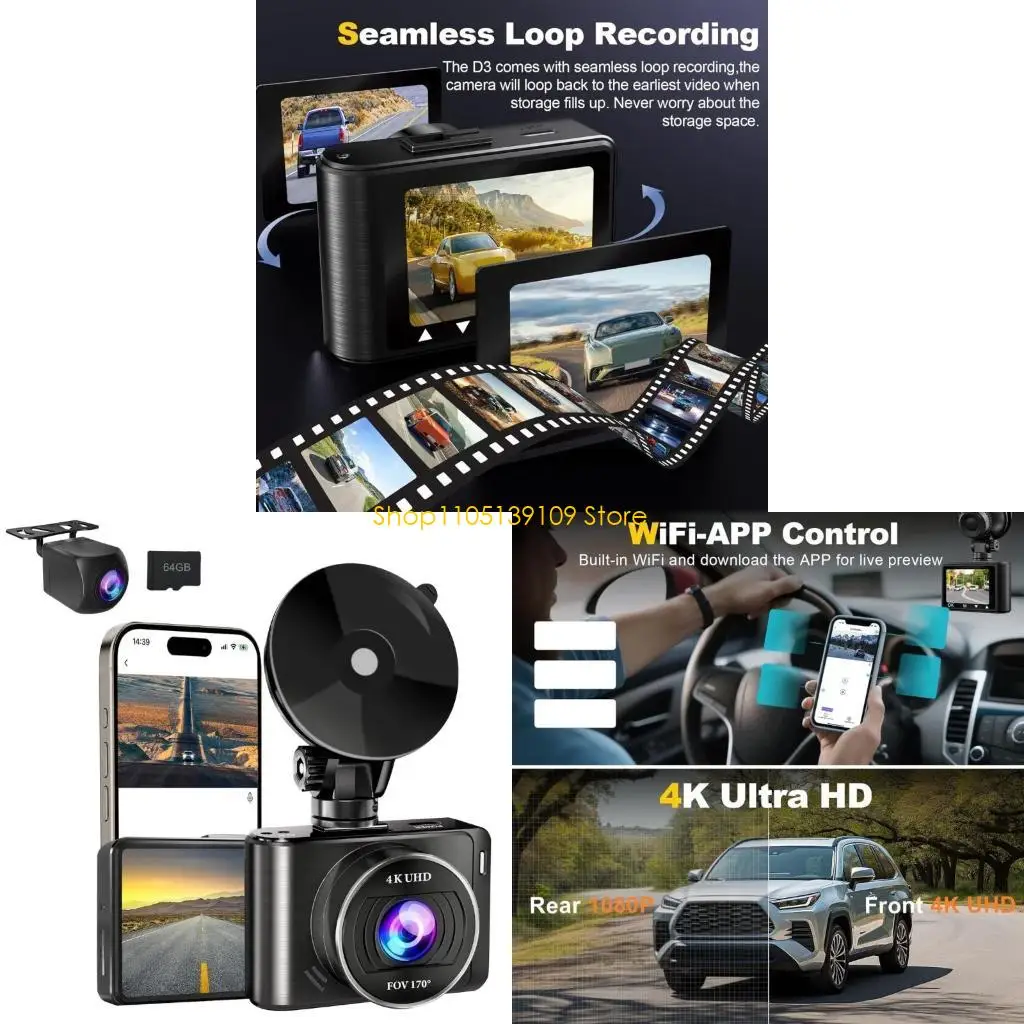 Front & Rear Camera Built In 64G TF Card G-Sensor Loop Recording 170° Recorder
Front & Rear Camera Built In 64G TF Card G-Sensor Loop Recording 170° Recorder