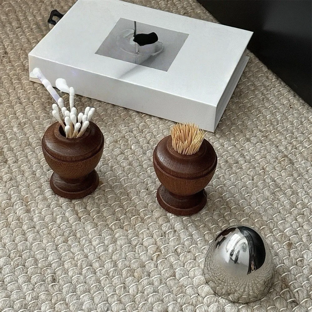 Stainless Steel Ebony Wood Toothpick Holder Retro Mini Egg-shaped Toothpick Dispenser Box Simple Elegant Cotton Swab Storage Jar
Stainless Steel Ebony Wood Toothpick Holder Retro Mini Egg-shaped Toothpick Dispenser Box Simple Elegant Cotton Swab Storage Jar