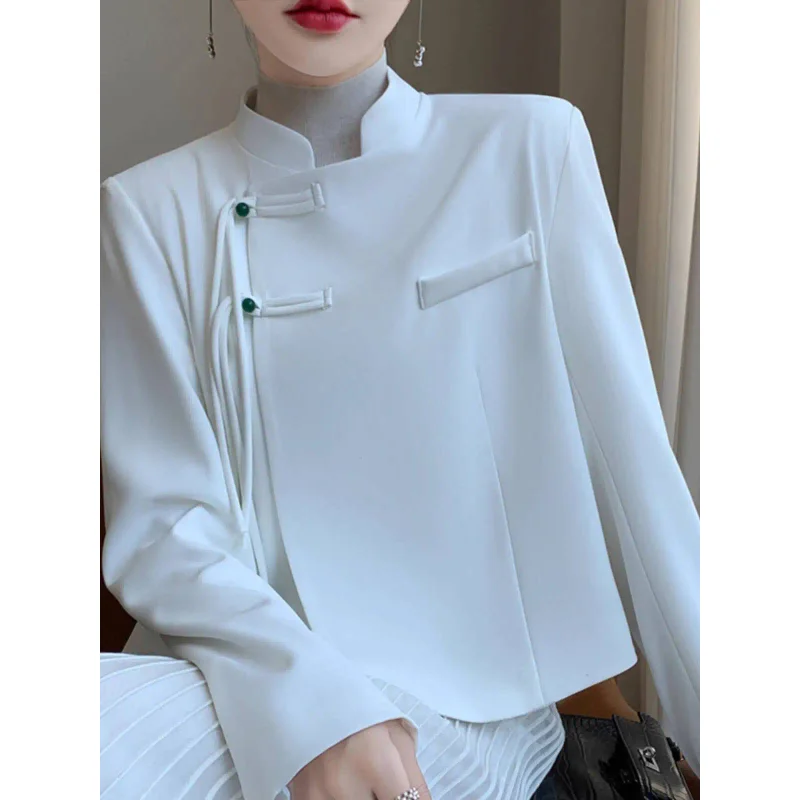 Autumn New Short Blazer New Chinese National Costume Style Soft Satin Small Women Blazer Jacket
Autumn New Short Blazer New Chinese National Costume Style Soft Satin Small Women Blazer Jacket