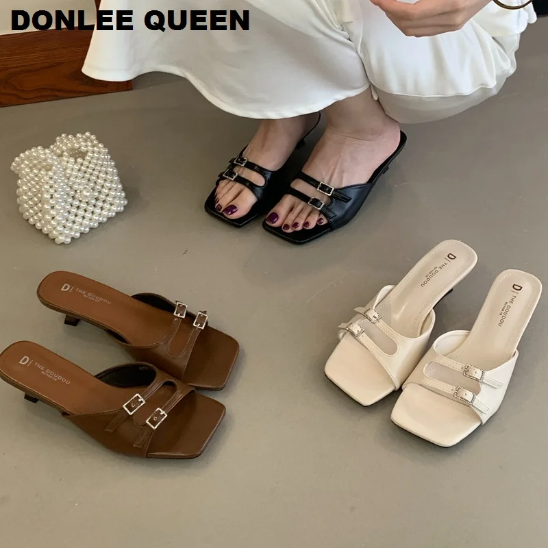 Fashion Women Slippers Design Buckle Square Toe Ladies Sandals Summer Shoes Thin Heel Party Dress Pumps Slilp On Slide Flip Flop
Fashion Women Slippers Design Buckle Square Toe Ladies Sandals Summer Shoes Thin Heel Party Dress Pumps Slilp On Slide Flip Flop