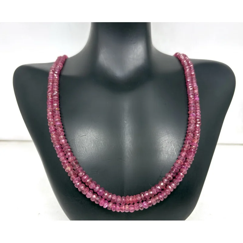 2-Line Ruby Necklace 4-5mm Faceted Round Beads with Sterling Silver Clasp
2-Line Ruby Necklace 4-5mm Faceted Round Beads with Sterling Silver Clasp