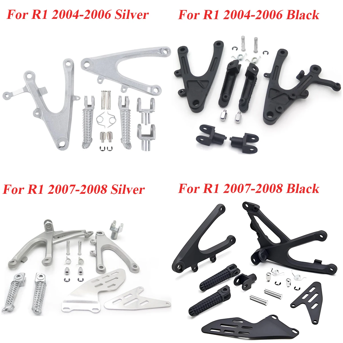 For Yamaha YZF R1 YZF-R1 2004-2006 2007-2008 Front Rider Foot Pegs Footrest Bracket Peddle Set Black Silver Motorcycle Parts
For Yamaha YZF R1 YZF-R1 2004-2006 2007-2008 Front Rider Foot Pegs Footrest Bracket Peddle Set Black Silver Motorcycle Parts
