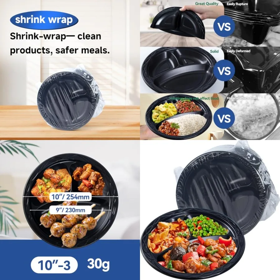 Plastic Plates 10" 150 Pack - Shrink Wrapped BPA Free Mineral Filled PP Microwave and Dishwasher Safe Heavy Duty Non permeable
Plastic Plates 10" 150 Pack - Shrink Wrapped BPA Free Mineral Filled PP Microwave and Dishwasher Safe Heavy Duty Non permeable