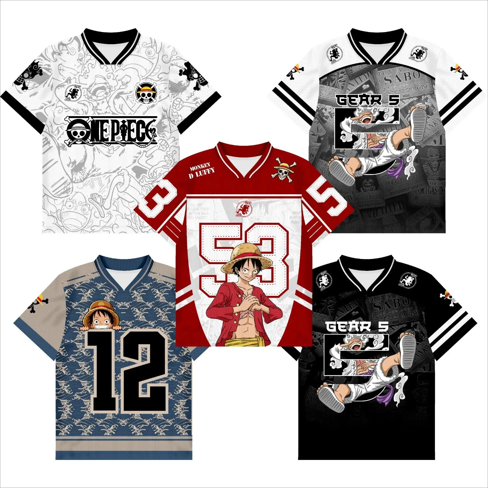 One Piece Luffy Multi-Style Anime Football Jersey Set (Gear 5/Manga/Classic #53/#12)
One Piece Luffy Multi-Style Anime Football Jersey Set (Gear 5/Manga/Classic #53/#12)