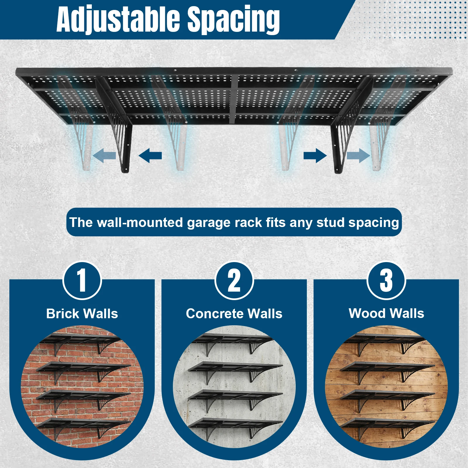 4-Pack Garage Storage Rack Floating Shelves 48.03x18.11x8.66inch 1000 Lbs Load Capacity for Power Tools Garden Supplies
4-Pack Garage Storage Rack Floating Shelves 48.03x18.11x8.66inch 1000 Lbs Load Capacity for Power Tools Garden Supplies