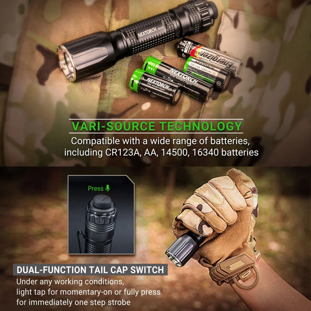 Nextorch TA15 V2.0 Tactical Flashlight with Super-Hard Strike Tips, 700 Lumens for Camping, Hiking, Self Defense, Emergency, EDC
Nextorch TA15 V2.0 Tactical Flashlight with Super-Hard Strike Tips, 700 Lumens for Camping, Hiking, Self Defense, Emergency, EDC