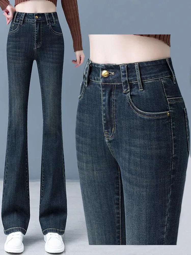 High Waist Flared Jeans Women's Fashionable Versatile Slimming Elastic Fleece Lined Casual Slim Fit Denim Long Pants
High Waist Flared Jeans Women's Fashionable Versatile Slimming Elastic Fleece Lined Casual Slim Fit Denim Long Pants
