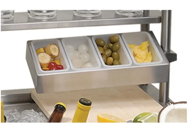 4-Compartment Bar Garnish Holder, Stainless Steel Condiment Tray with Bins
4-Compartment Bar Garnish Holder, Stainless Steel Condiment Tray with Bins