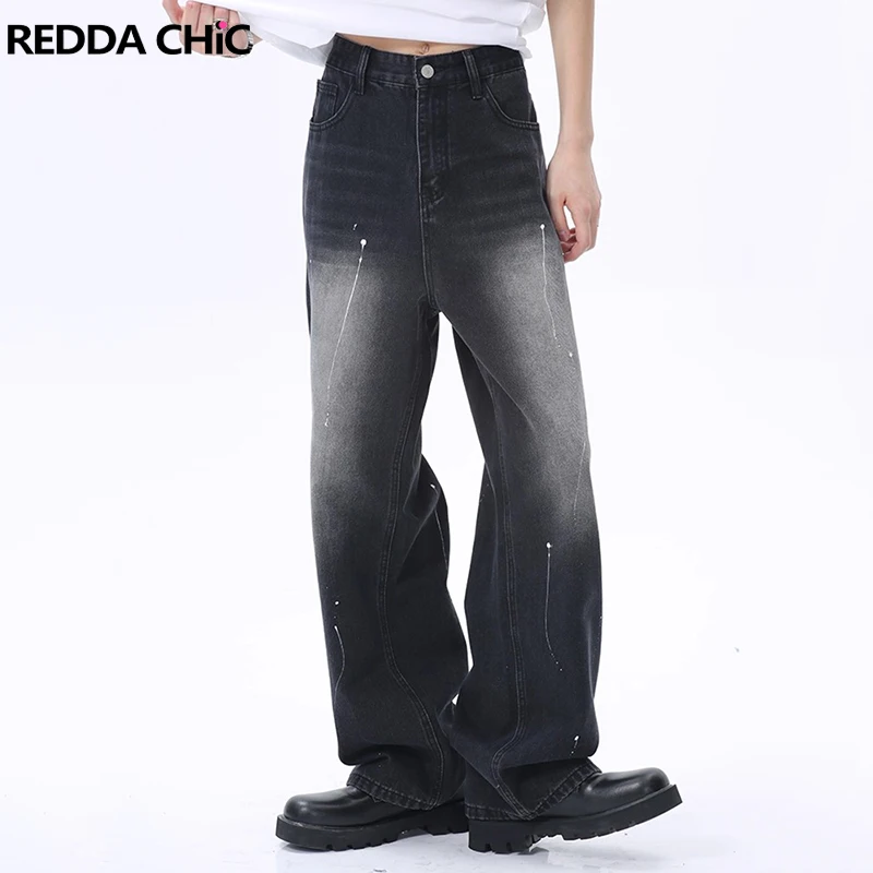 REDDACHIC Men's Whiskers Baggy Jeans Plus Size Low Waist Distressed Splash Ink Pockets Loose Fit Straight Pants Retro Streetwear
REDDACHIC Men's Whiskers Baggy Jeans Plus Size Low Waist Distressed Splash Ink Pockets Loose Fit Straight Pants Retro Streetwear