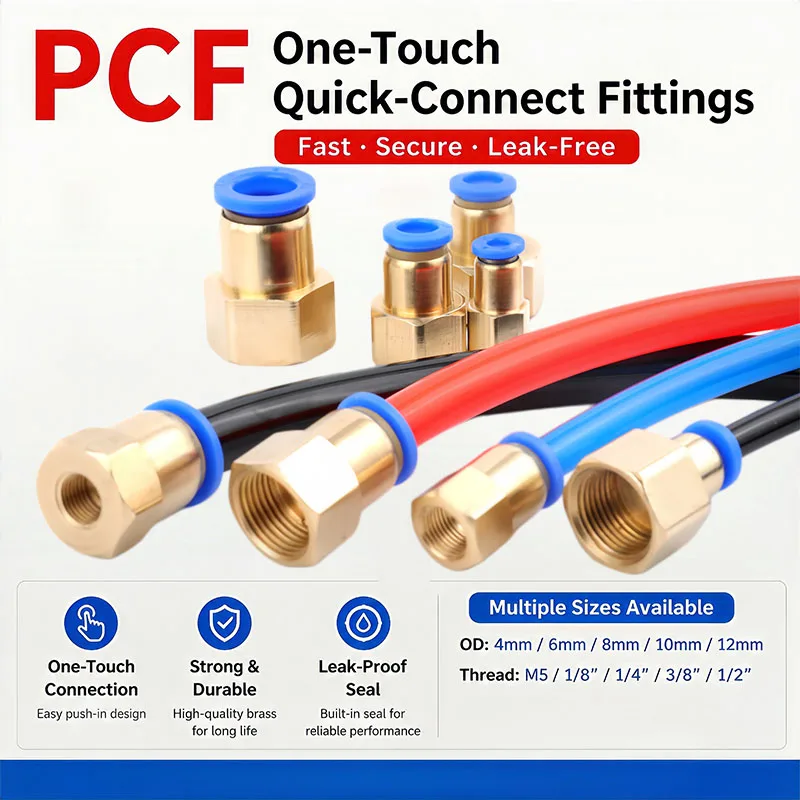 10PCS Brass PCF Push-in Air Quick Connector 4-12mm OD Tube 1/8" 1/4" 3/8" 1/2" BSP Female Thread Brass Quick Pipe Joint Fitting
10PCS Brass PCF Push-in Air Quick Connector 4-12mm OD Tube 1/8" 1/4" 3/8" 1/2" BSP Female Thread Brass Quick Pipe Joint Fitting