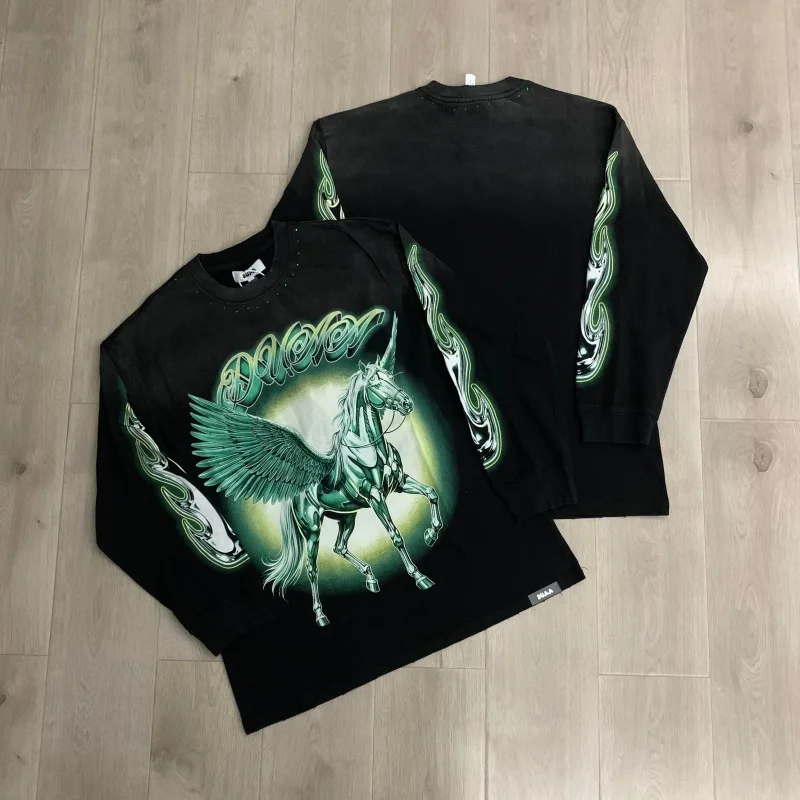 DUAA LONG TEE Black Round Neck Men's Women's Fall Winter Fashion Rhinestone Long-Sleeve T-Shirt
DUAA LONG TEE Black Round Neck Men's Women's Fall Winter Fashion Rhinestone Long-Sleeve T-Shirt