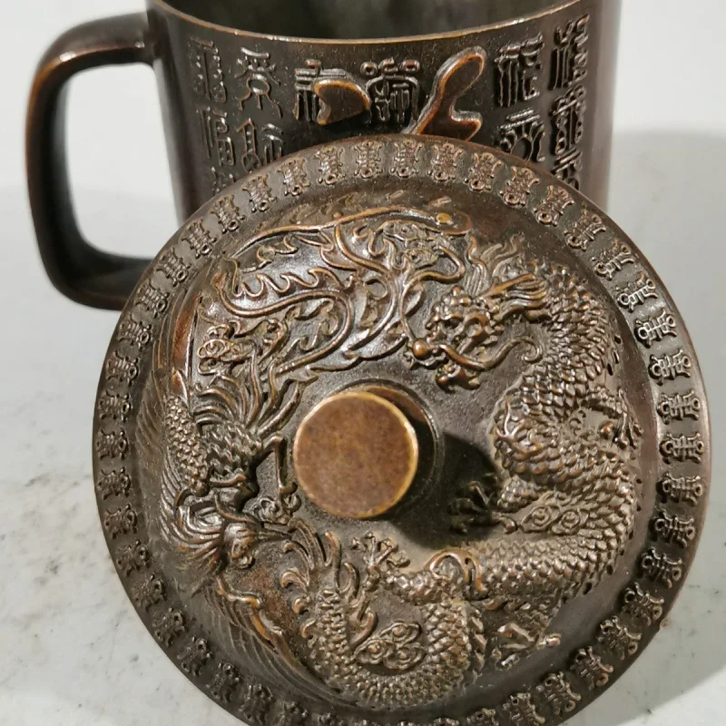 Потертая фиолетовая медь в античном стиле Qianlong Hundred Blessings Чайная чашка Дракон и Феникс Чайная кедди Домашняя чайная церемония Ремесло D
Потертая фиолетовая медь в античном стиле Qianlong Hundred Blessings Чайная чашка Дракон и Феникс Чайная кедди Домашняя чайная церемония Ремесло D