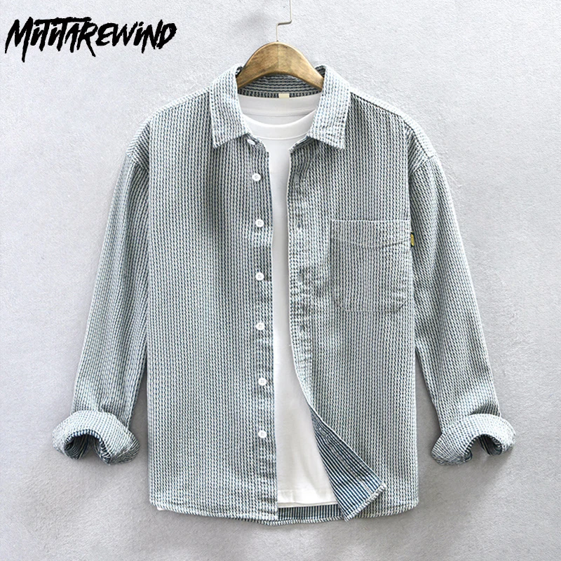 New Long Sleeve Striped Shirt Men Spring Autumn Daily Casual Denim Top Pocket Loose Fashion Jean Shirts Japanese Vintage Clothes
New Long Sleeve Striped Shirt Men Spring Autumn Daily Casual Denim Top Pocket Loose Fashion Jean Shirts Japanese Vintage Clothes