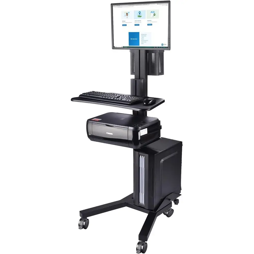 Adjustable Medical Cart with Rolling PC Desk, Monitor Mount, and Printer Holder for Clinics and Schools - Black
Adjustable Medical Cart with Rolling PC Desk, Monitor Mount, and Printer Holder for Clinics and Schools - Black