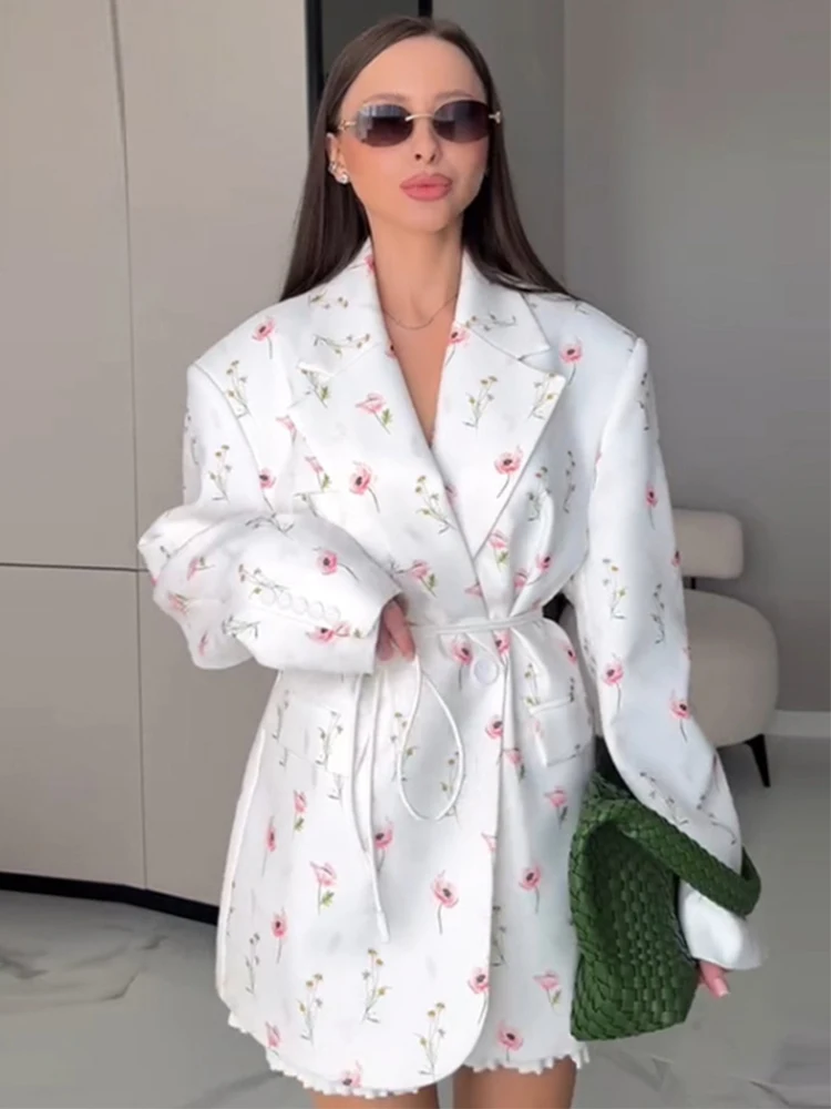 Women's Floral Printed Office Wear Blazer Coat Long Sleeve Flap Pockets Lace-up Blazers Jackets Female Outerwear Chic Tops
Women's Floral Printed Office Wear Blazer Coat Long Sleeve Flap Pockets Lace-up Blazers Jackets Female Outerwear Chic Tops