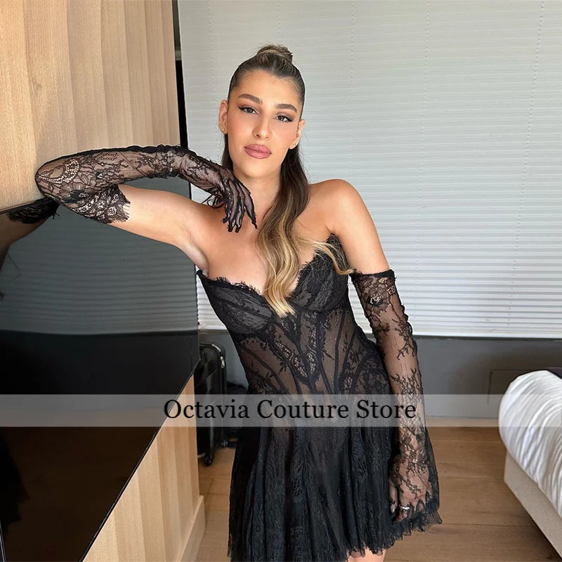 Illusion Black Full Lace Short Prom Dresses Sweetheart Vestidos De Festa Mini A Line Sexy Vestidos De Graduación Customized
Illusion Black Full Lace Short Prom Dresses Sweetheart Vestidos De Festa Mini A Line Sexy Vestidos De Graduación Customized