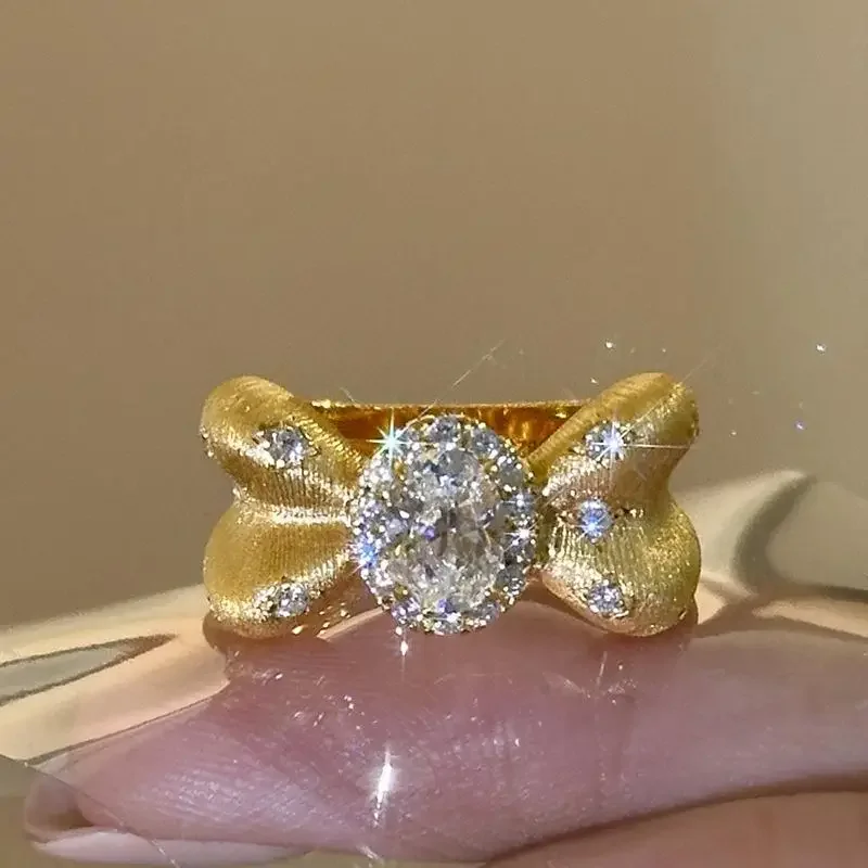 butterfly bow micro inlaid diamond engagement ring Luxury brushed oval gemstone Female Ring new in antique gold crafts jewelry
butterfly bow micro inlaid diamond engagement ring Luxury brushed oval gemstone Female Ring new in antique gold crafts jewelry