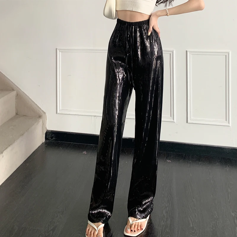 2024 New Fall Winter Loose Lace Up Straight Pants Chic Shiny Sequined Elastic High Waist Wide-legged Women's Full Trousers 31200
2024 New Fall Winter Loose Lace Up Straight Pants Chic Shiny Sequined Elastic High Waist Wide-legged Women's Full Trousers 31200