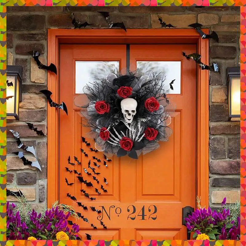 Promotion! Halloween Rose And Skull Tulle Wreath Adjustable Headband Halloween Wreaths For Front Door For Party Costume 
Promotion! Halloween Rose And Skull Tulle Wreath Adjustable Headband Halloween Wreaths For Front Door For Party Costume