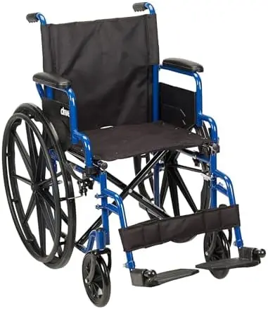 Drive Medical Blue Streak Lightweight Wheelchair - 18" Seat, Folding Portable Mobility Chair with Swing-Away Footrests
Drive Medical Blue Streak Lightweight Wheelchair - 18" Seat, Folding Portable Mobility Chair with Swing-Away Footrests