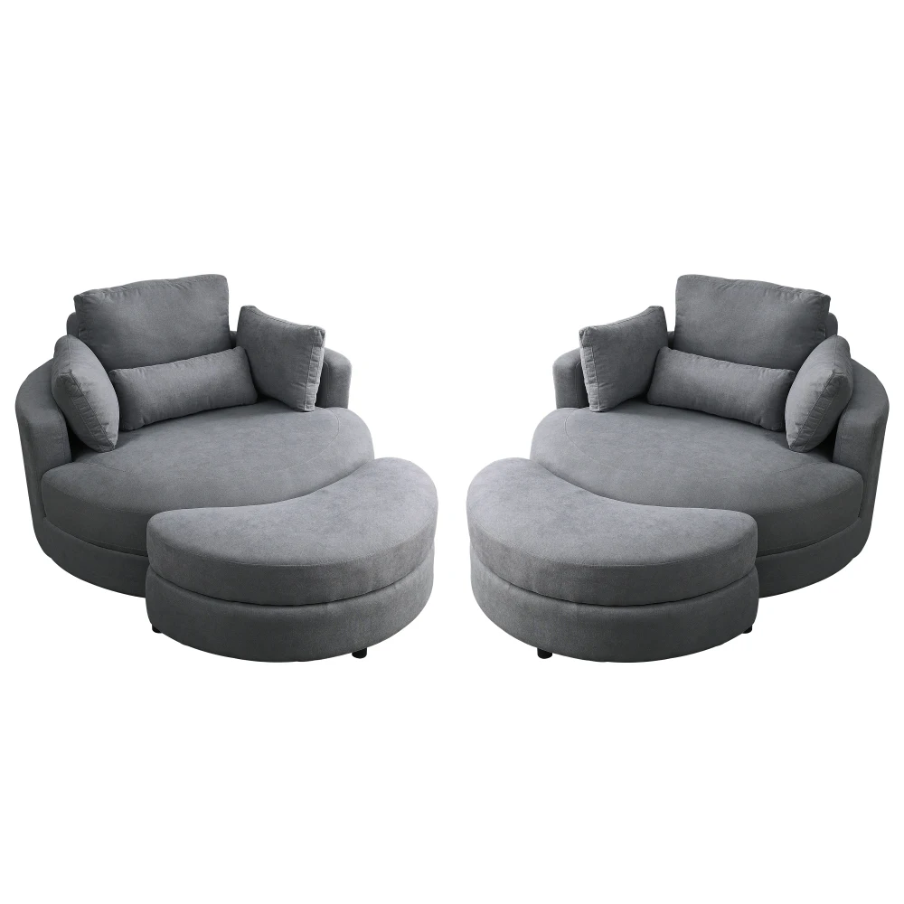 Welike Swivel Dark Grey Round Chair with Storage Ottoman, Linen, Pillows (2PCS) for Home
Welike Swivel Dark Grey Round Chair with Storage Ottoman, Linen, Pillows (2PCS) for Home