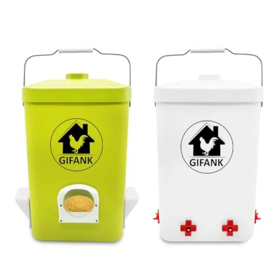 Chicken Feeder and Waterer Set, 3 Gallon Automatic Chicken Feeder No Waste, Hanging Poultry Waterer Feeder Kit with Chicken Wat
Chicken Feeder and Waterer Set, 3 Gallon Automatic Chicken Feeder No Waste, Hanging Poultry Waterer Feeder Kit with Chicken Wat