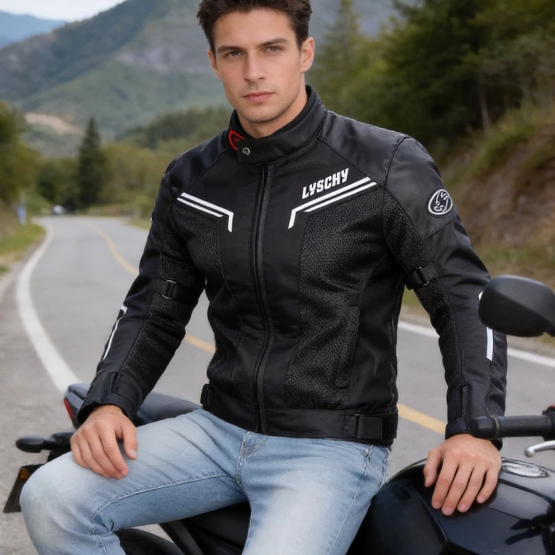Summer LYSCHY Motorcycle Jacket Breathable Motocross Jacket Reflection Protective Anti-fall Back Shoulder Pad Riding Jacket
Summer LYSCHY Motorcycle Jacket Breathable Motocross Jacket Reflection Protective Anti-fall Back Shoulder Pad Riding Jacket
